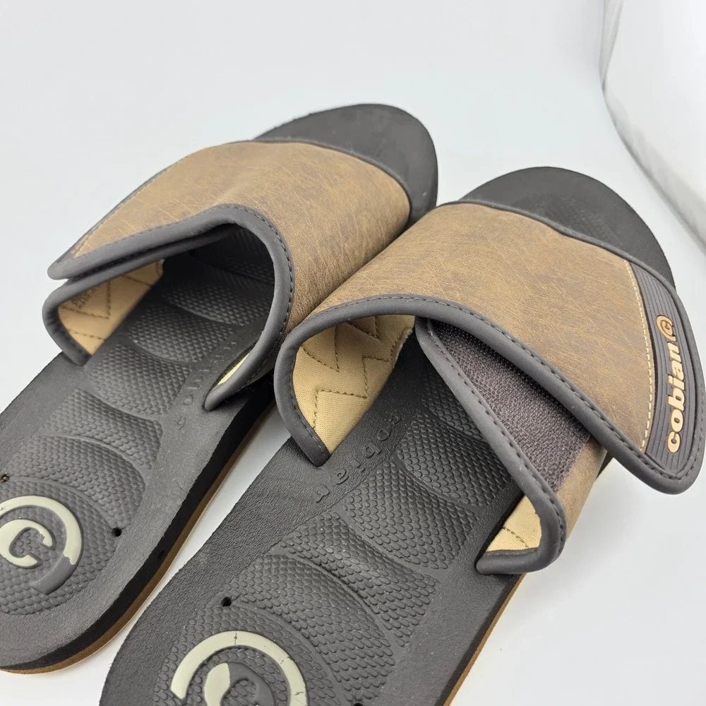 Cobian GTS Draino Slide Sandals Adjustable Strap Mens 13 Brown Comfort Beach
